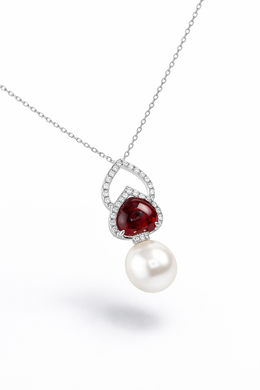 Emerald & Diamond Pearl Medallion Necklace-Saleh Sallom