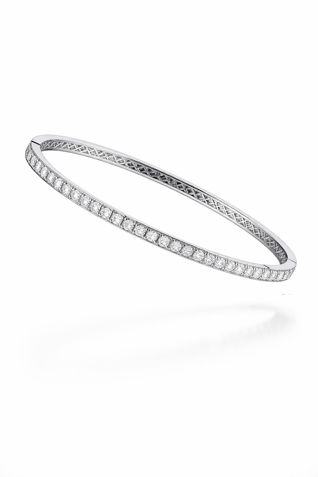 Diamond Line Gold Bangle Bracelet-Saleh Sallom