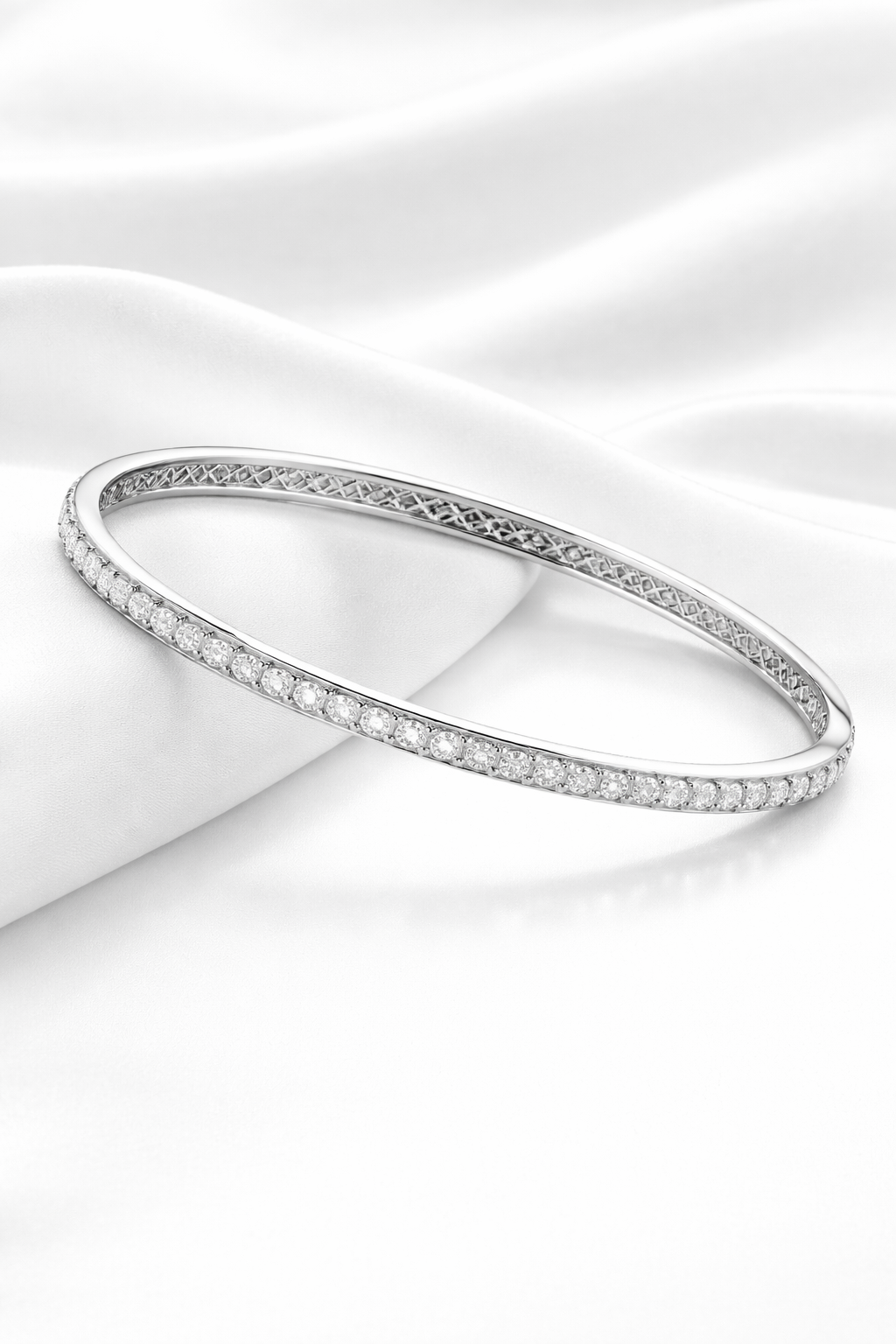 Diamond Line Gold Bangle Bracelet-Saleh Sallom