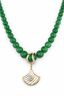 Natural Diamond Pendant Necklace with Green Bead Strand-Saleh Sallom