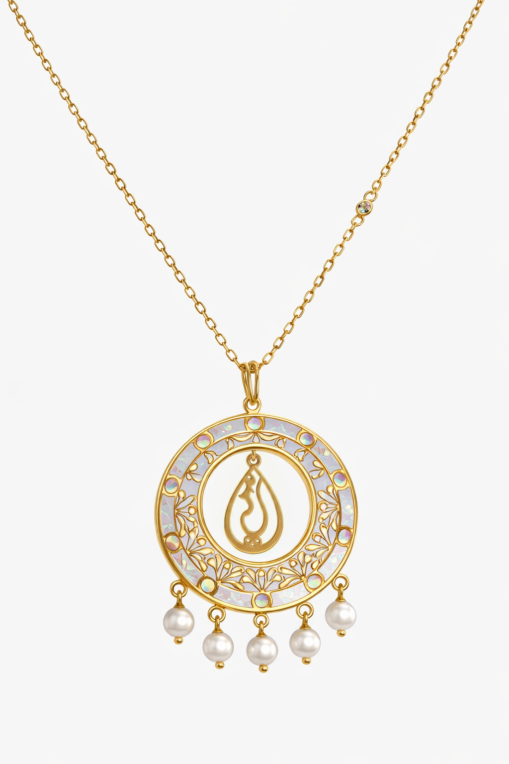 Celestial Noor Mother-of-Pearl Necklace with Natural Diamond Accent-Saleh Sallom