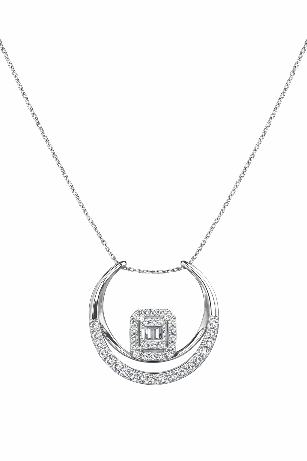 Diamond Pendant Necklace in White Gold – VS–SI Clarity-Saleh Sallom
