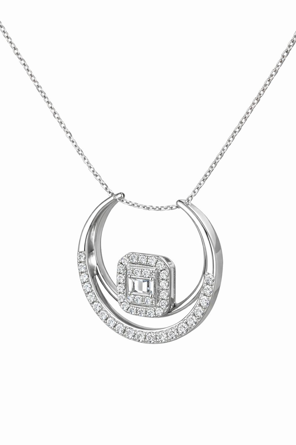 Diamond Pendant Necklace in White Gold – VS–SI Clarity-Saleh Sallom