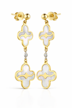 Mother of Pearl & Diamond Drop Earrings in 18K Yellow Gold-Saleh Sallom