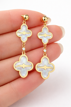 Mother of Pearl & Diamond Drop Earrings in 18K Yellow Gold-Saleh Sallom