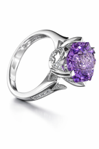 4.23 Carat Natural Fancy-Cut Amethyst & Diamond Ring in 18K White Gold | IGI Certified | Saleh Sallom