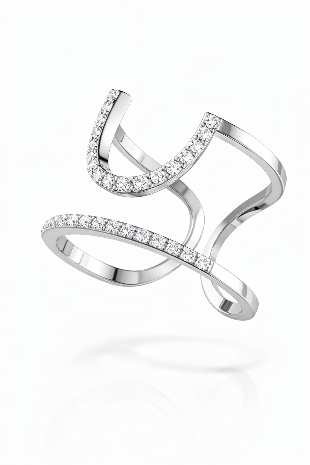 Open Double Band Diamond Ring Set | 1.88 Carat Total | VS1 | White Gold | Saleh Sallom-Saleh Sallom Main image