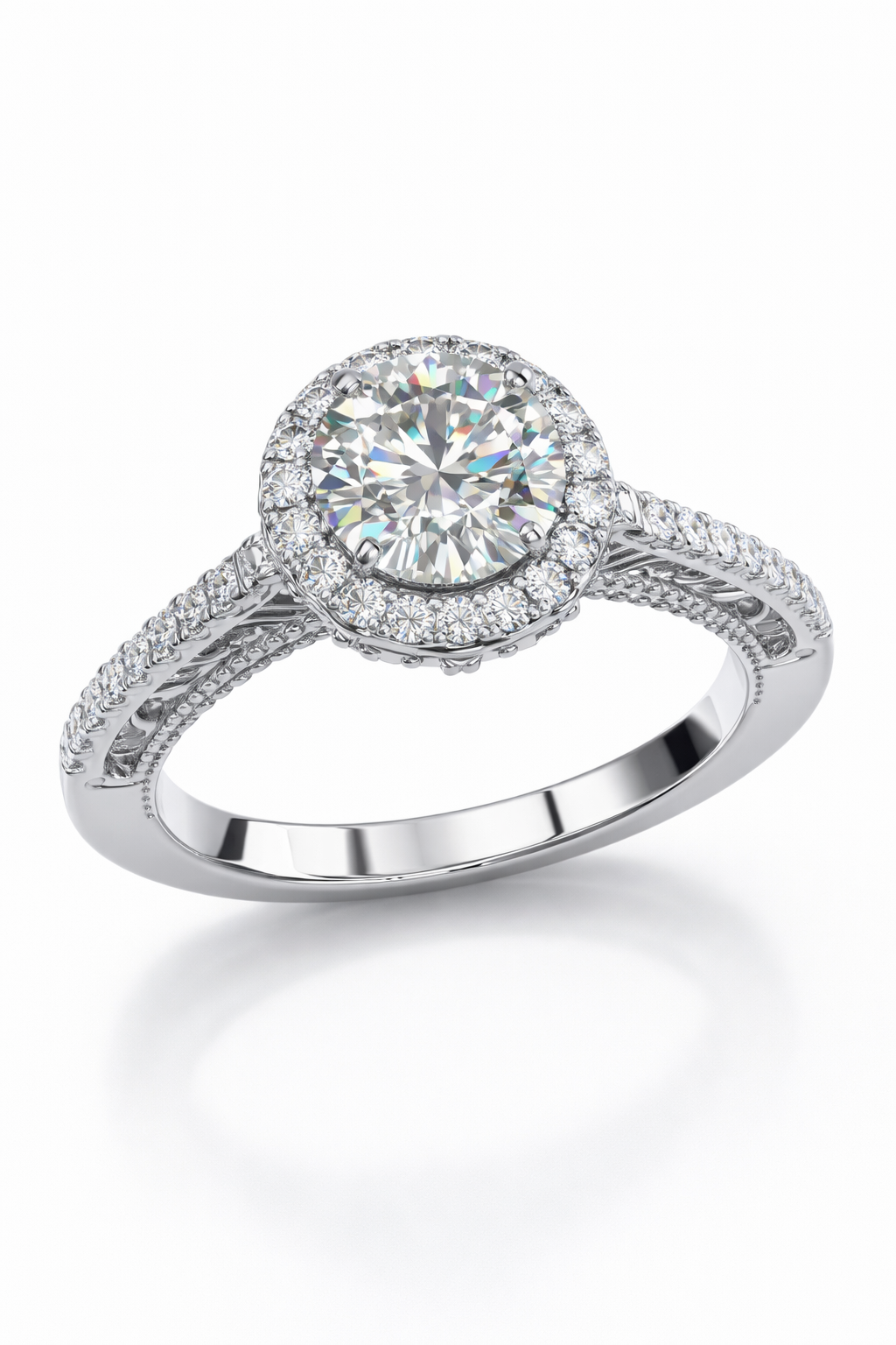 Round Brilliant Halo Diamond Ring | 0.95 Carat | VS1 | White Gold | Saleh Sallom-Saleh Sallom