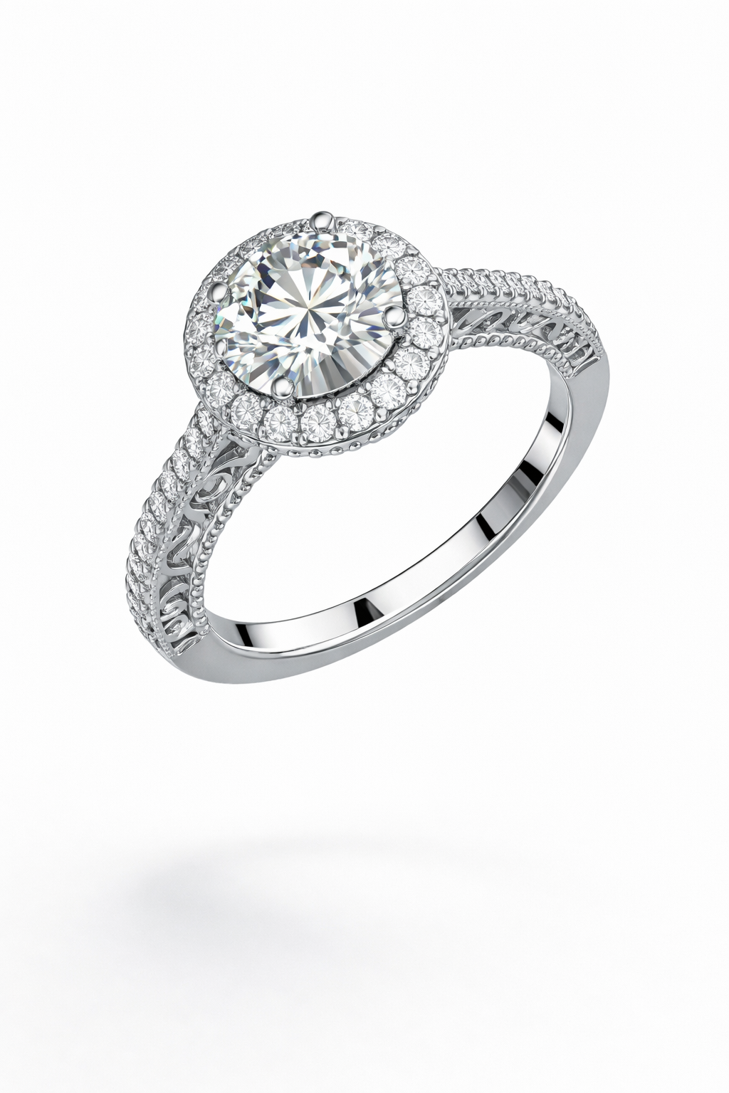 Round Brilliant Halo Diamond Ring | 0.95 Carat | VS1 | White Gold | Saleh Sallom-Saleh Sallom