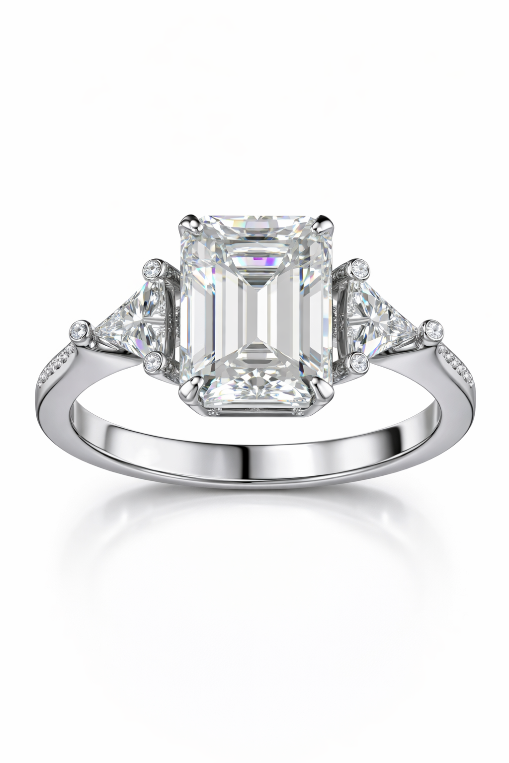 Emerald-Cut Diamond Ring with Trillion Side Stones | 1.25 Carat | VS1 | White Gold | Saleh Sallom-Saleh Sallom