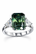 Emerald-Cut Green Diamond Ring with Trillion Side Stones | 6.27 Carat | VS1 | White Gold | Saleh Sallom-Saleh Sallom