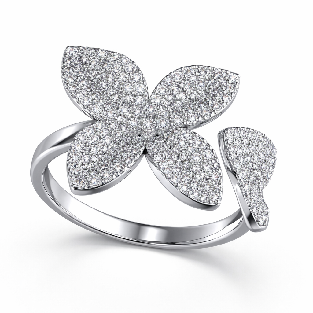 Diamond Floral Butterfly Ring | 1.23 Carat | VS1 | White Gold | Saleh Sallom-Saleh Sallom Main image