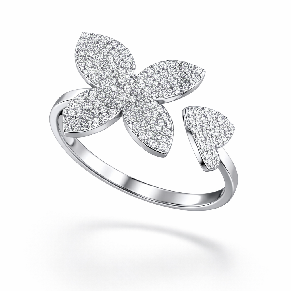 Diamond Floral Butterfly Ring | 1.23 Carat | VS1 | White Gold | Saleh Sallom Secondary image