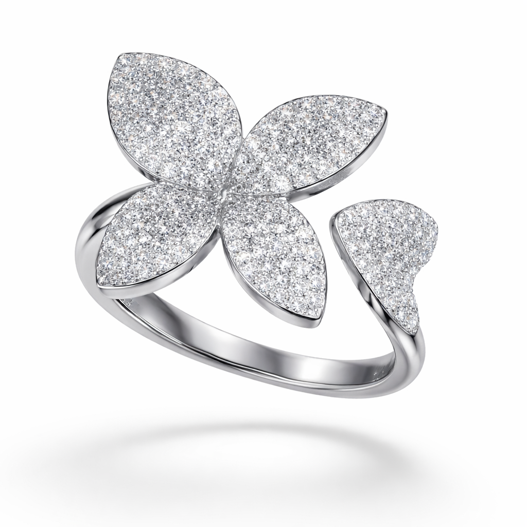 Diamond Floral Butterfly Ring | 1.23 Carat | VS1 | White Gold | Saleh Sallom-Saleh Sallom