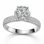 Round Solitaire Diamond Ring with Triple Pavé Band | 1.20 Carat | VS1 | White Gold | Saleh Sallom-Saleh Sallom