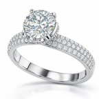 Round Solitaire Diamond Ring with Triple Pavé Band | 1.20 Carat | VS1 | White Gold | Saleh Sallom-Saleh Sallom