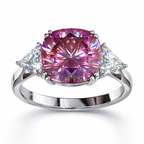 Radiant Pink Cushion-Cut Diamond Ring with Trillion Side Stones | 1.25 Carat | VS1 | White Gold | Saleh Sallom-Saleh Sallom