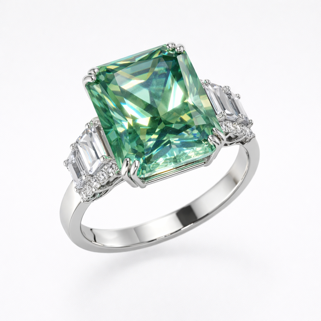 Extraordinary Emerald-Cut Green Diamond Ring | 8.50 Carat | VS1 | White Gold | Saleh Sallom-Saleh Sallom
