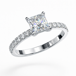 Luxury Princess Cut Diamond Ring with Pavé Band | 1.25 Carat | White Gold | Saleh Sallom-Saleh Sallom
