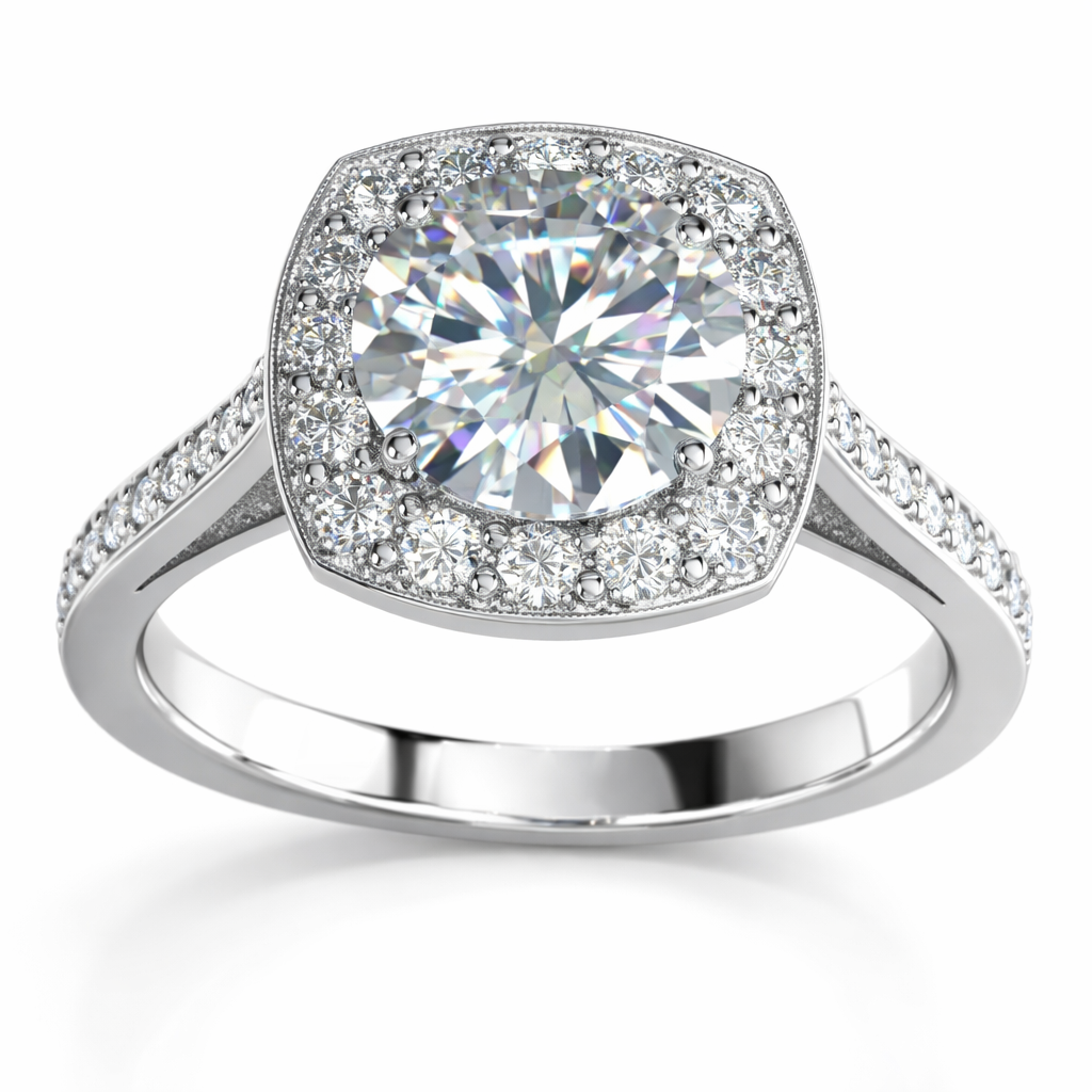 Luxury Cushion Halo Diamond Ring in White Gold | 2.39 Carat | Classic Engagement Ring | Saleh Sallom-Saleh Sallom