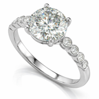 Luxury Round Solitaire Diamond Ring with Bezel Side Stones | 2.09 Carat | White Gold | Saleh Sallom-Saleh Sallom