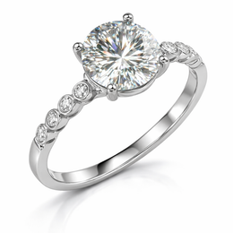 Luxury Round Solitaire Diamond Ring with Bezel Side Stones | 2.09 Carat | White Gold | Saleh Sallom-Saleh Sallom