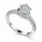 Diamond Bow Solitaire Ring in White Gold | 3.62 Carat | Pavé Split Band | Saleh Sallom-Saleh Sallom