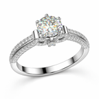 Diamond Bow Solitaire Ring in White Gold | 3.62 Carat | Pavé Split Band | Saleh Sallom-Saleh Sallom
