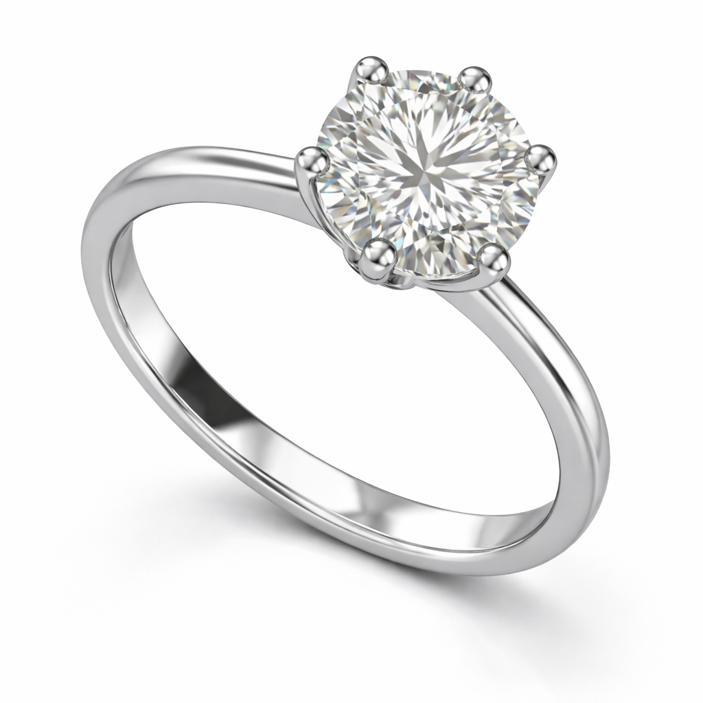 Round Brilliant Solitaire Diamond Ring in White Gold | 4.03 Carat | Six-Prong Setting | Saleh Sallom Secondary image