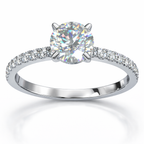 Classic Round Solitaire Diamond Ring in White Gold | 2.03 Carat | Pavé Band | Saleh Sallom-Saleh Sallom