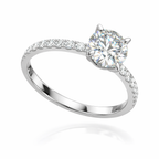Classic Round Solitaire Diamond Ring in White Gold | 2.03 Carat | Pavé Band | Saleh Sallom-Saleh Sallom