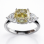 Fancy Yellow Cushion Cut Diamond Ring in White Gold | 5.35 Carat | Three-Stone Design | Saleh Sallom-Saleh Sallom