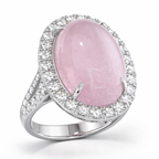 Oval Pink Quartz Halo Ring in White Gold | 12.64 Carat | Diamond Surround | Saleh Sallom-Saleh Sallom