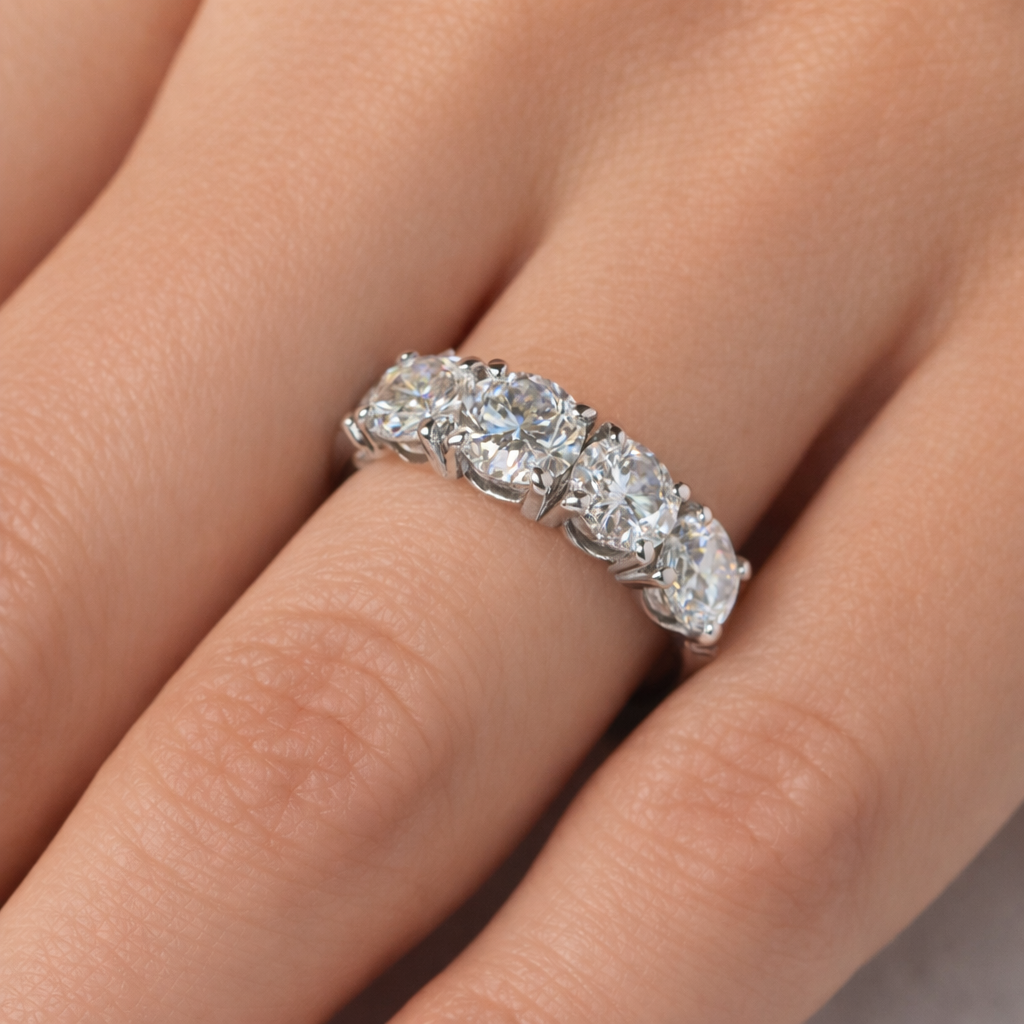 Five Stone Round Diamond Ring in White Gold | 2.50 Carat | VS1 Clarity | Luxury Anniversary Band | Saleh Sallom Secondary image