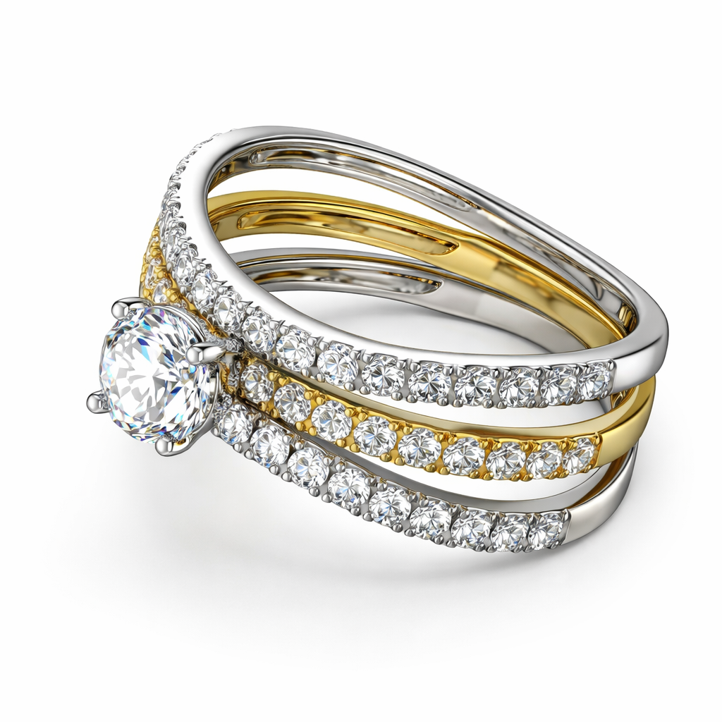 1.70 Carat Lab Diamond Bridal Set in 18K White & Yellow Gold | Two-Tone Luxury Ring | Saleh Sallom-Saleh Sallom