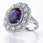 8.20 Carat Cushion-Cut Lab Sapphire & 2.30 Carat Diamond Halo Ring in 18K White Gold | Saleh Sallom-Saleh Sallom