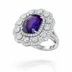 8.20 Carat Cushion-Cut Lab Sapphire & 2.30 Carat Diamond Halo Ring in 18K White Gold | Saleh Sallom-Saleh Sallom