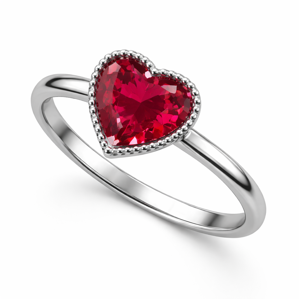 Heart-Cut Ruby Solitaire Ring in 18K White Gold | Romantic Minimal Design | Saleh Sallom-Saleh Sallom