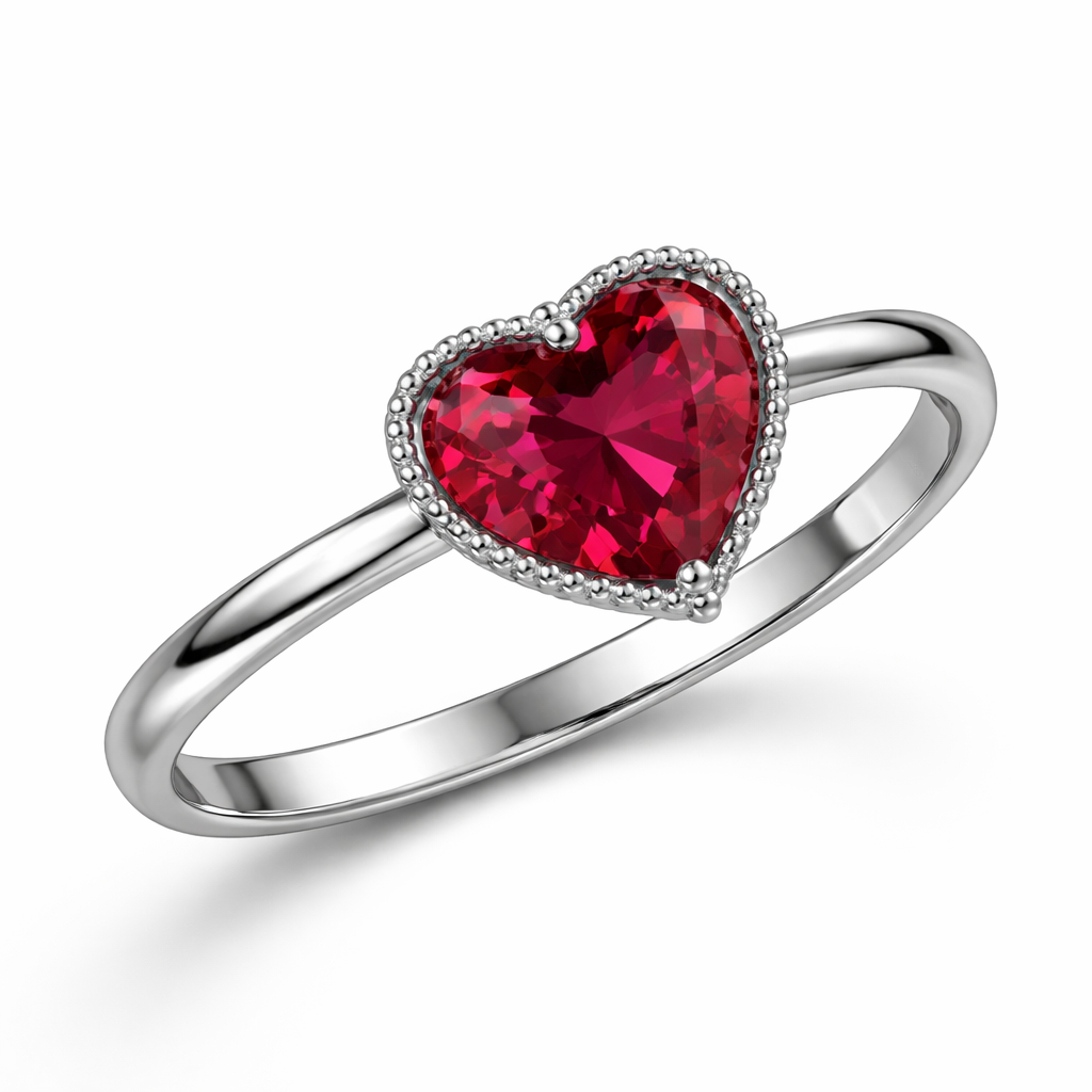 Heart-Cut Ruby Solitaire Ring in 18K White Gold | Romantic Minimal Design | Saleh Sallom-Saleh Sallom