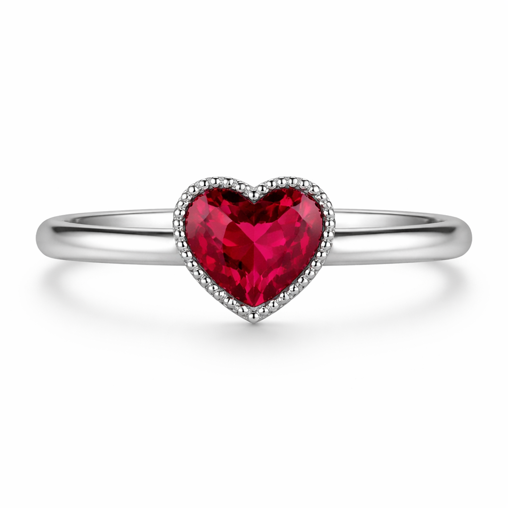 Heart-Cut Ruby Solitaire Ring in 18K White Gold | Romantic Minimal Design | Saleh Sallom-Saleh Sallom