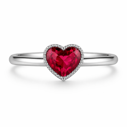 Heart-Cut Ruby Solitaire Ring in 18K White Gold | Romantic Minimal Design | Saleh Sallom-Saleh Sallom