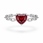 Heart-Cut Ruby Chain Ring in 18K White Gold | Minimalist Luxury | Saleh Sallom-Saleh Sallom