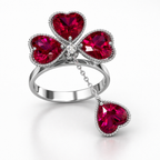 Triple Heart Ruby Statement Ring in 18K White Gold | Saleh Sallom-Saleh Sallom