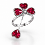 Triple Heart Ruby Statement Ring in 18K White Gold | Saleh Sallom-Saleh Sallom