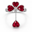 Triple Heart Ruby Statement Ring in 18K White Gold | Saleh Sallom-Saleh Sallom