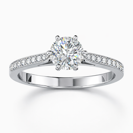 0.50 Carat Round Lab-Grown Diamond Ring in 18K White Gold | 0.60 CT Total | IGI Certified | Saleh Sallom-Saleh Sallom