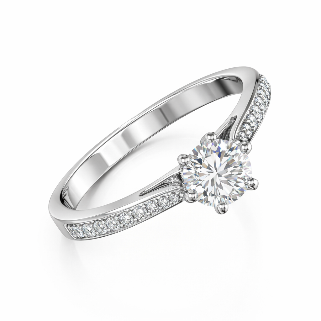 0.50 Carat Round Lab-Grown Diamond Ring in 18K White Gold | 0.60 CT Total | IGI Certified | Saleh Sallom-Saleh Sallom