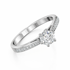 0.50 Carat Round Lab-Grown Diamond Ring in 18K White Gold | 0.60 CT Total | IGI Certified | Saleh Sallom-Saleh Sallom