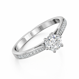 0.50 Carat Round Lab-Grown Diamond Ring in 18K White Gold | 0.60 CT Total | IGI Certified | Saleh Sallom-Saleh Sallom