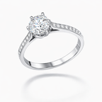 0.50 Carat Round Lab-Grown Diamond Ring in 18K White Gold | 0.60 CT Total | IGI Certified | Saleh Sallom-Saleh Sallom